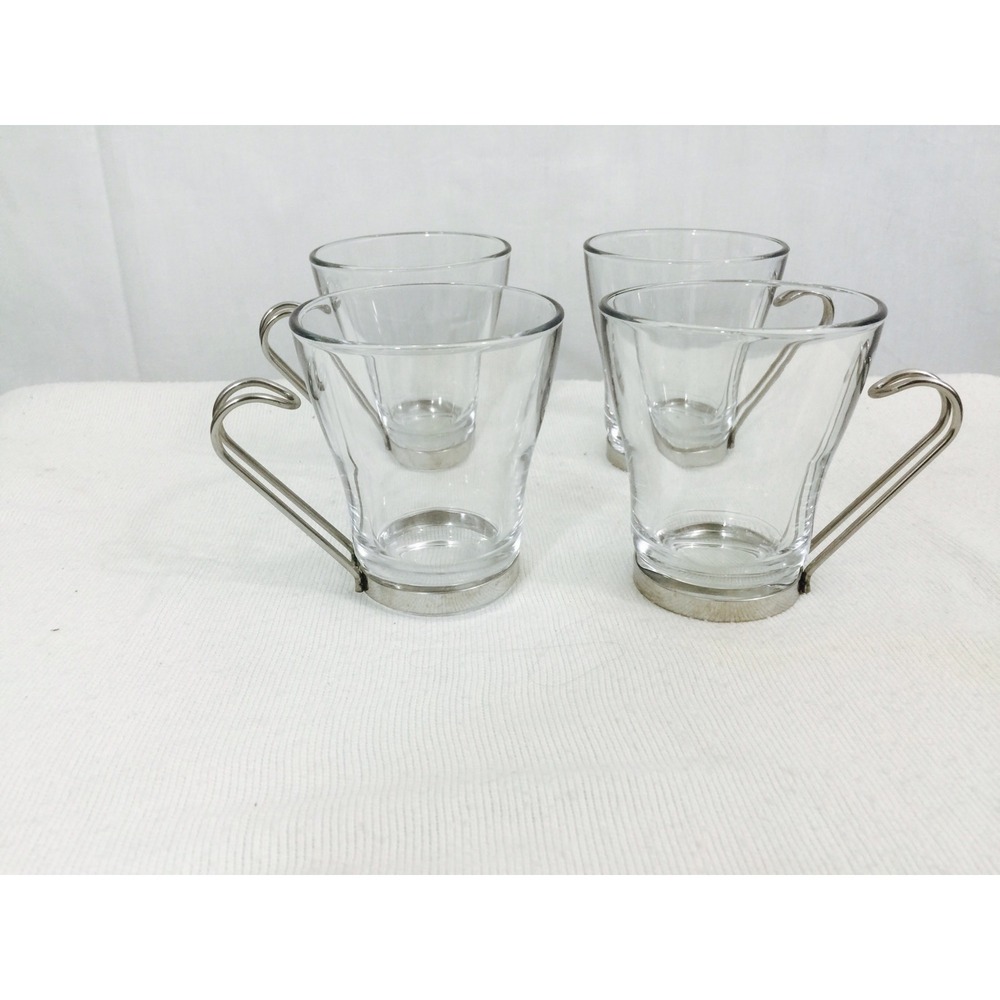 Vitrosax, clear glass, metal handle, espresso mug made in Italy